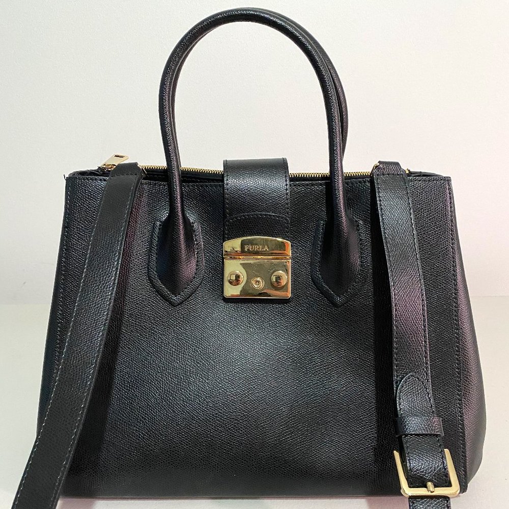 FURLA Leather Tote Bag - Black